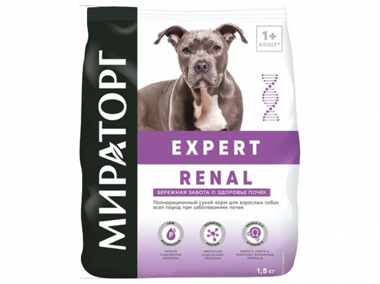 Լիարժեք չոր կեր երիկամային հիվանդություն ունեցող բոլոր ցեղատեսակների չափահաս շների համար՝ 1.5 կգ